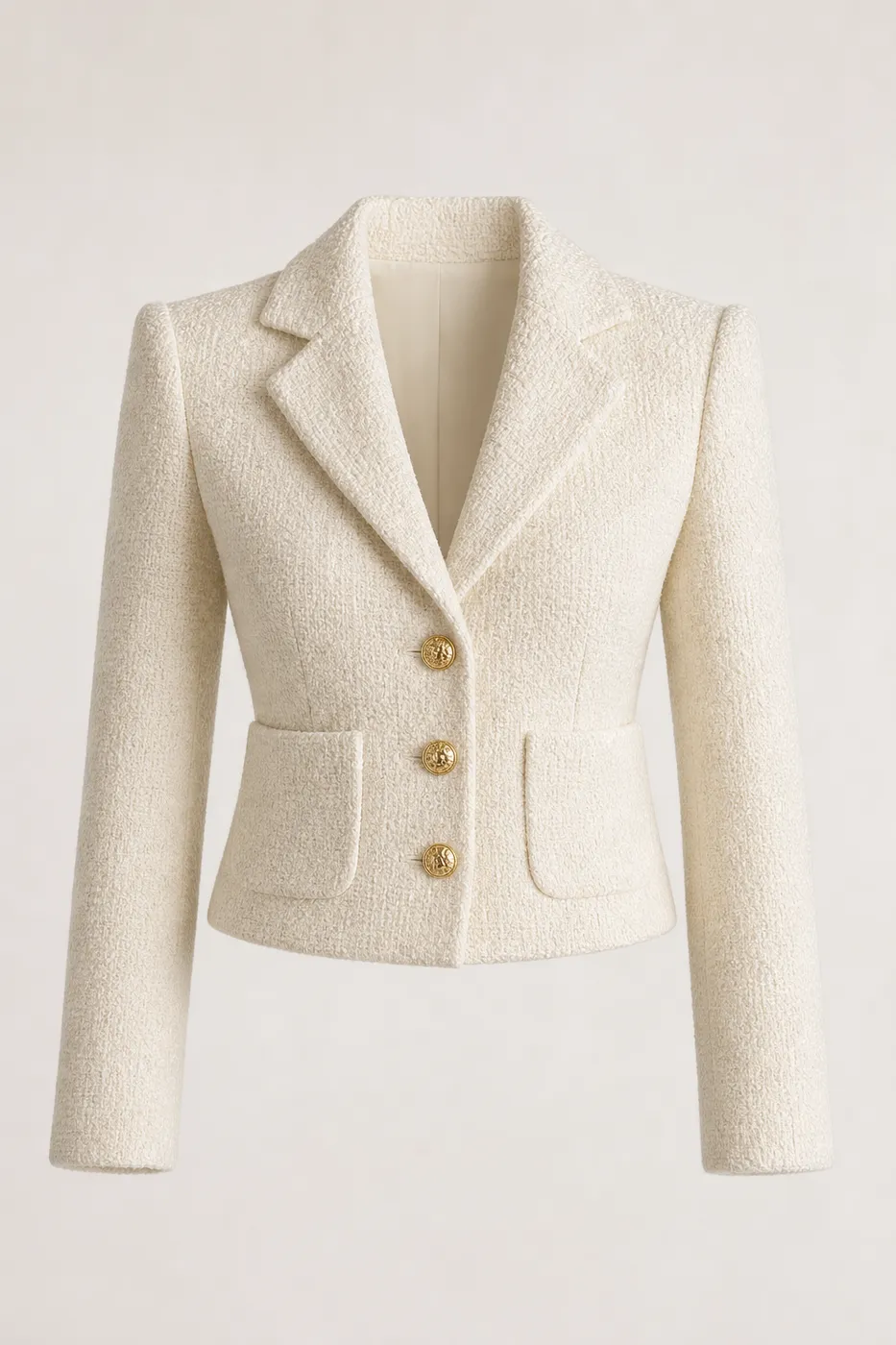 Blazer Structuré en Laine Bouclée Signature