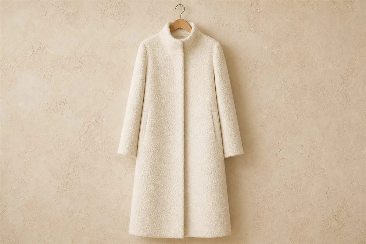 Manteau Long en Laine Bouclée Essentiel